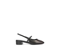 Xy London 'marie' Low Block Heel Square Toe Closed Toe Slingback Shoes In Black Black