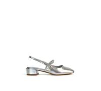 Xy London 'marie' Low Block Heel Square Toe Closed Toe Slingback Shoes In Metallic Silver Metallic Silver 8