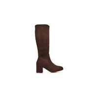 Xy London 'masie' Knee High Boots With Block Low Mid Heel In Brown Brown 3
