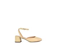 Xy London 'mavis' Low Mid Heel Square Toe Court Shoes With Ankle Strap In Nude Nude
