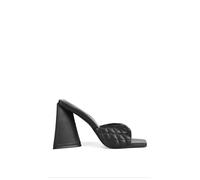 Xy London 'maylin' Quilted Square Toe Sculptured Flared High Heels In Black Black