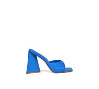 Xy London 'maylin' Quilted Square Toe Sculptured Flared High Heels In Blue Blue