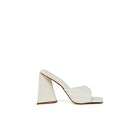 Xy London 'maylin' Quilted Square Toe Sculptured Flared High Heels In White White