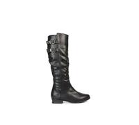 'Mia' Slouchy Flat Heel Knee High Boots With Buckle Detail XY London Black 6