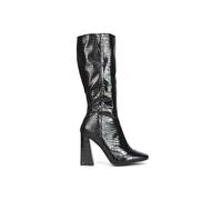 Xy London 'mina' Mid-Calf Heeled Boots Croc Print In Black Black 7