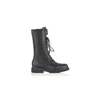 Xy London 'mulan' Knee High Chunky Mid-Calf Military Lace Up Combat Boots In Black Black