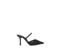 Xy London 'noah' Slingback Stiletto High Heel Rhinestone Embellished Court Shoes In Black Black