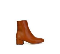 Xy London 'nolan' Mid Block Heel Ankle Boots With Inside Zip In Tan Tan