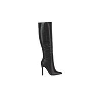 Xy London 'nora' Pointed Toe Zip Up Knee High Stiletto Heel Long Boots In Black Black