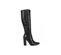 Xy London 'opal' Knee High Pointed Toe Block Heeled Long Boots In Black Black