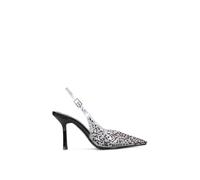Xy London 'pauline' Pointed Toe Perspex Sparkly Slingback Stiletto High Heels In Black Black 8