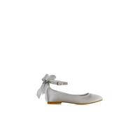 Xy London 'penelope' Bow Detail Diamante Strappy Bridal Wedding Flat Ballerina Bridal Shoes In Silver Silver 6