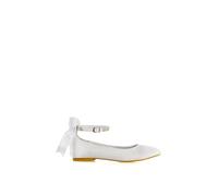 Xy London 'penelope' Bow Detail Diamante Strappy Bridal Wedding Flat Ballerina Bridal Shoes In White White 4