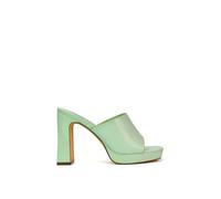Xy London 'presley' Square Toe Strappy Platform Block High Heel Mule Sandals In Green Green