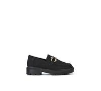 Xy London 'riley' Chunky Block Heel Loafers With Silver Buckle In Jet Black Jet Black