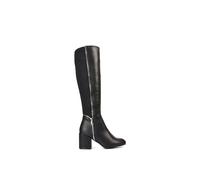 Xy London 'ronald' Silver Zip Up Knee High Boots With Mid Block Heel In Black Black