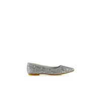 Xy London 'rosalie' Statement Pointed Toe Flat Bridal Ballerina Pump Shoes In Silver Silver 4