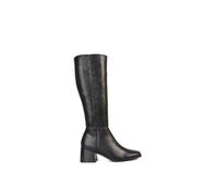 Xy London 'ruby' Square Toe Zip Up Knee High Calf Boots With Low Heel In Black Black 6