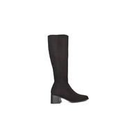 Xy London 'ruby' Square Toe Zip Up Knee High Calf Boots With Low Heel In Jet Black Jet Black
