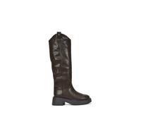 Xy London 'saffira' Chunky Faux Fur Lined Knee High Riding Boots In Brown Brown