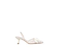 Xy London 'sara' Embroidered Mesh Pointed Toe Slingback Heels With Bow In Ivory Ivory 3