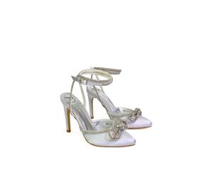 Xy London 'saxon' Sparkly Diamante Bow Court Shoes In Silver Silver 7