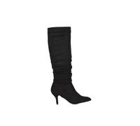 Xy London 'sian' Ruched Knee High Pointed Mid Stiletto Heel Boots In True Black True Black 3
