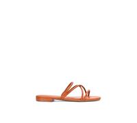 Xy London 'suzzie' Strappy Flat Slip On Square Toe Slider Mule Sandals In Tan Tan