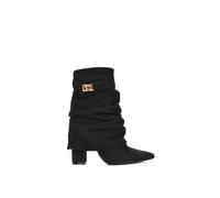 Xy London 'thalia' Pointed Ruched Block Heel Slouchy Booties In Jet Black Jet Black 5