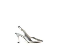 'Valerie' Stiletto High Heel Closed Toe Slingback Court Shoes XY London Metallic Silver 7