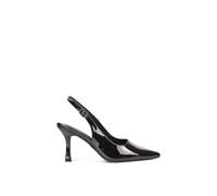 Xy London 'valerie' Stiletto High Heel Closed Toe Slingback Court Shoes In True Black True Black 8