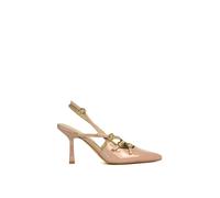 Xy London 'vanessa' Pointed Toe Slingback Stiletto Heel Court Shoes With Buckle Details In Nude Nude 7