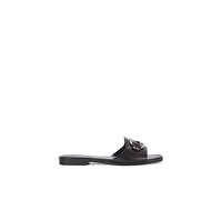 XY London Women's 'Annie' Open Toe Flat Sandals With Crystal Buckles in Black | Size: 7