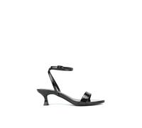 XY London Women's 'Antonia' Kitten Low Heel Strappy Sandal Two Part Heeled Shoes in True Black | Size: 5 XY London True Black 5