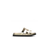 XY London Women's 'Aurelia' Flat Slider Sandals With Comfortable Footbed in Metallic Gold | Size: 3