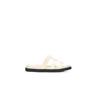 XY London Women's 'Aurelia' Flat Slider Sandals With Comfortable Footbed in White | Size: 3