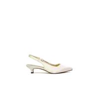 XY London Women's 'Avalone' Pointed Toe Sling Back Kitten Heel Sandals in Ivory | Size: 3
