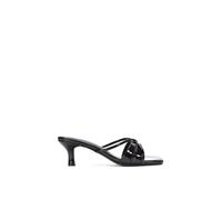 XY London Women's 'Claudia' Mid Heeled Sandal Slip On Mules With Square Toe in True Black | Size: 7 XY London True Black 7