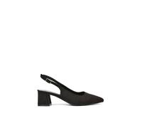 XY London Women's 'Devon' Court Shoe Block Heels With Slingback in Jet Black | Size: 3