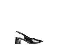 XY London Women's 'Devon' Court Shoe Block Heels With Slingback in True Black | Size: 3