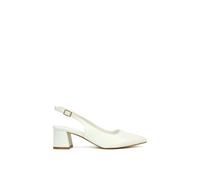 XY London Women's 'Devon' Court Shoe Block Heels With Slingback in White | Size: 3