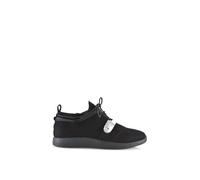 XY London Women's 'Evanescence' Lace Up Flat Rubber Sole Trainers with Metallic Details in Jet Black | Size: 5