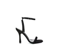 XY London Women's 'Greta' Strappy Square Toe Barely There Stiletto High Heels in Jet Black | Size: 7