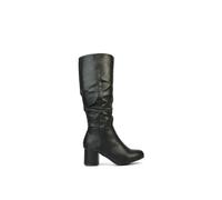 XY London Women's 'Jackie' Ruched Mid Block High Heel Knee High Boots in Black | Size: 4 XY London Black 4