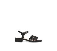 XY London Women's 'Katie' Low Block Heel Sandals With Ankle Strap in Jet Black | Size: 3