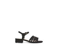 XY London Women's 'Katie' Low Heel Open Toe Sandals With Ankle Strap in Jet Black | Size: 7 XY London Jet Black 7