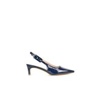 XY London Women's 'Kelly' Low Kitten Heel Slingback Pointed Toe Court Shoes in Navy | Size: 8 XY London Navy 8