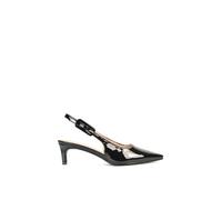 XY London Women's 'Kelly' Low Kitten Heel Slingback Pointed Toe Court Shoes in True Black | Size: 5 XY London True Black 5