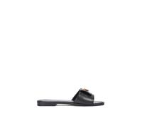 XY London Women's 'Leigh' Summer Slider Sandals With Gold Hardware in Black | Size: 5