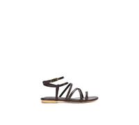 XY London Women's 'Lyra' Flat Gladiator Strappy Sandals With Open Toe in Brown | Size: 4